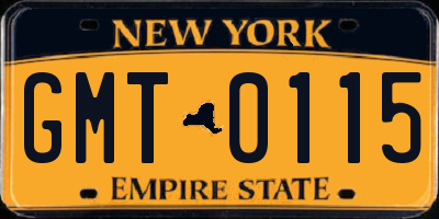 NY license plate GMT0115
