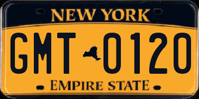 NY license plate GMT0120
