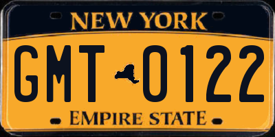 NY license plate GMT0122