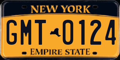 NY license plate GMT0124