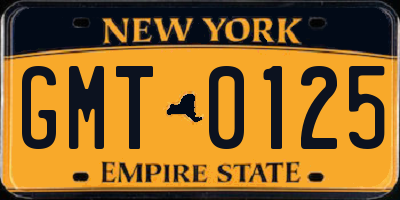 NY license plate GMT0125
