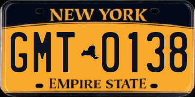 NY license plate GMT0138