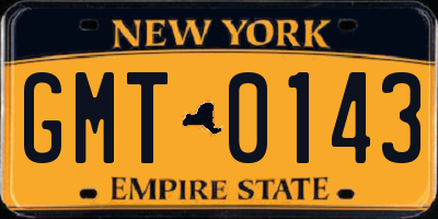 NY license plate GMT0143