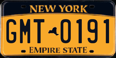 NY license plate GMT0191