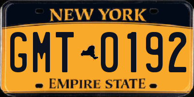 NY license plate GMT0192