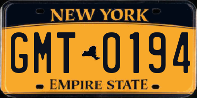 NY license plate GMT0194