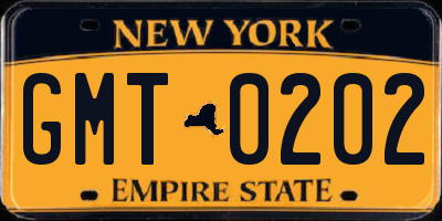 NY license plate GMT0202