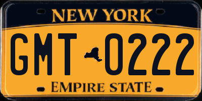 NY license plate GMT0222