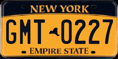 NY license plate GMT0227