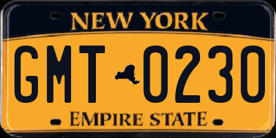 NY license plate GMT0230