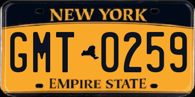 NY license plate GMT0259