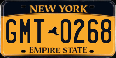 NY license plate GMT0268