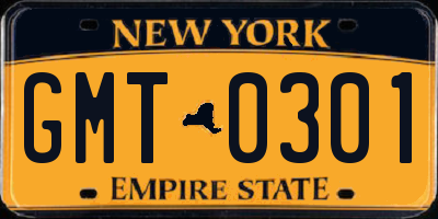 NY license plate GMT0301