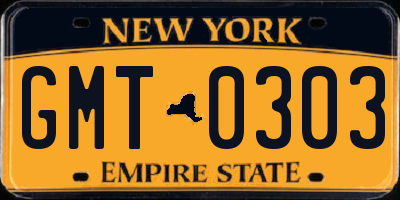 NY license plate GMT0303