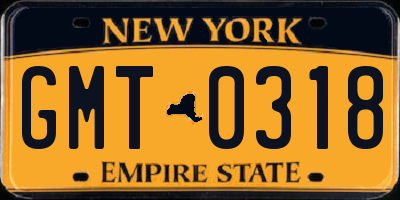 NY license plate GMT0318
