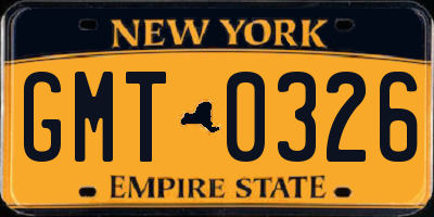 NY license plate GMT0326