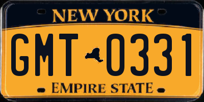 NY license plate GMT0331