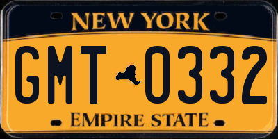 NY license plate GMT0332