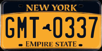 NY license plate GMT0337