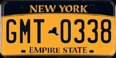 NY license plate GMT0338