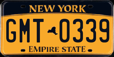 NY license plate GMT0339