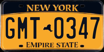NY license plate GMT0347