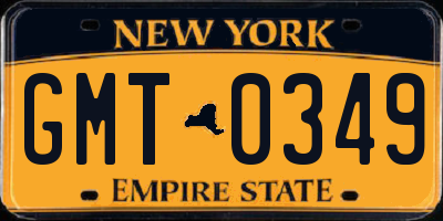 NY license plate GMT0349