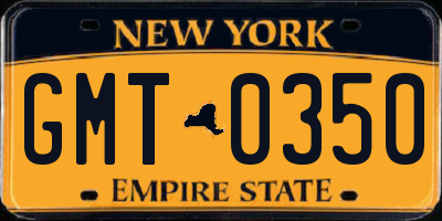 NY license plate GMT0350
