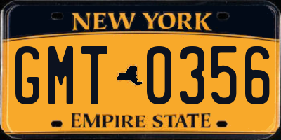 NY license plate GMT0356