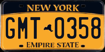 NY license plate GMT0358