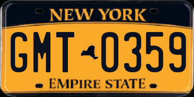 NY license plate GMT0359