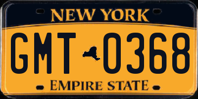 NY license plate GMT0368