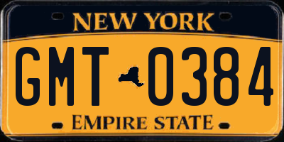 NY license plate GMT0384