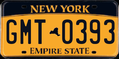NY license plate GMT0393