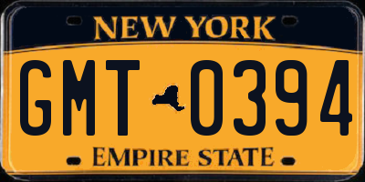 NY license plate GMT0394