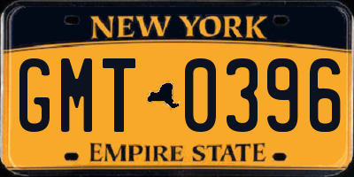 NY license plate GMT0396