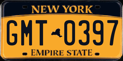 NY license plate GMT0397
