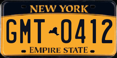 NY license plate GMT0412