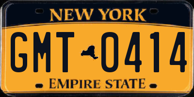 NY license plate GMT0414