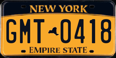 NY license plate GMT0418