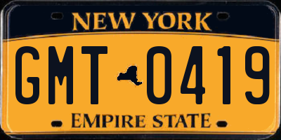 NY license plate GMT0419