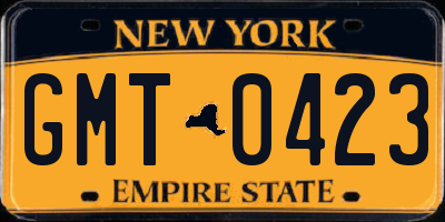 NY license plate GMT0423