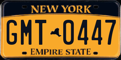 NY license plate GMT0447