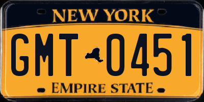 NY license plate GMT0451
