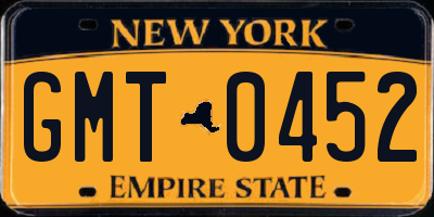 NY license plate GMT0452