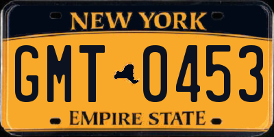 NY license plate GMT0453