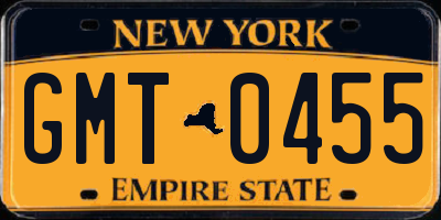 NY license plate GMT0455