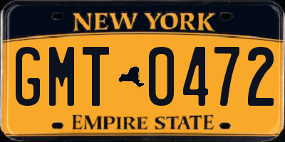 NY license plate GMT0472
