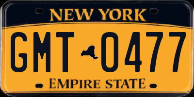 NY license plate GMT0477