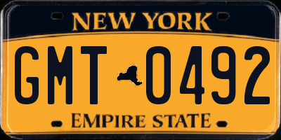 NY license plate GMT0492